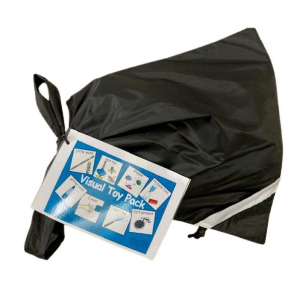 black bag containg toys for the PECS communication system visual toy pack