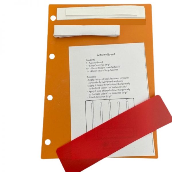 plastic orange A4 insert page for the PECS communication system