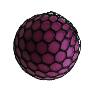Purple Squishy Mesh Ball encapsulated in black netting.