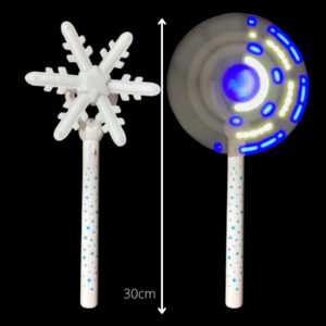 white spinning toy snowflake shaped head on a wand